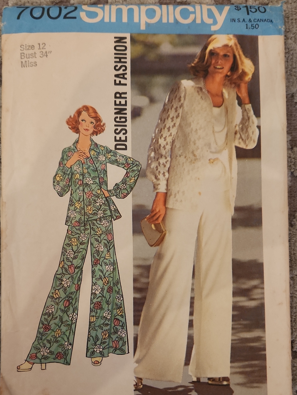Simplicity Pattern 7002 Women's Wide-Leg Pants & Jacket Size 12 Bust 34"
